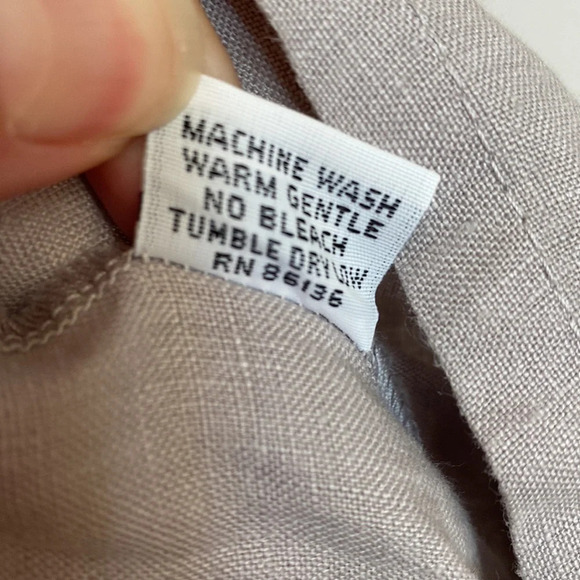 bryn WALKER Linen V-Neck Flutter Bell Sleeve Top Muted Clay Gray Boxy Lagenlook - Picture 5 of 7